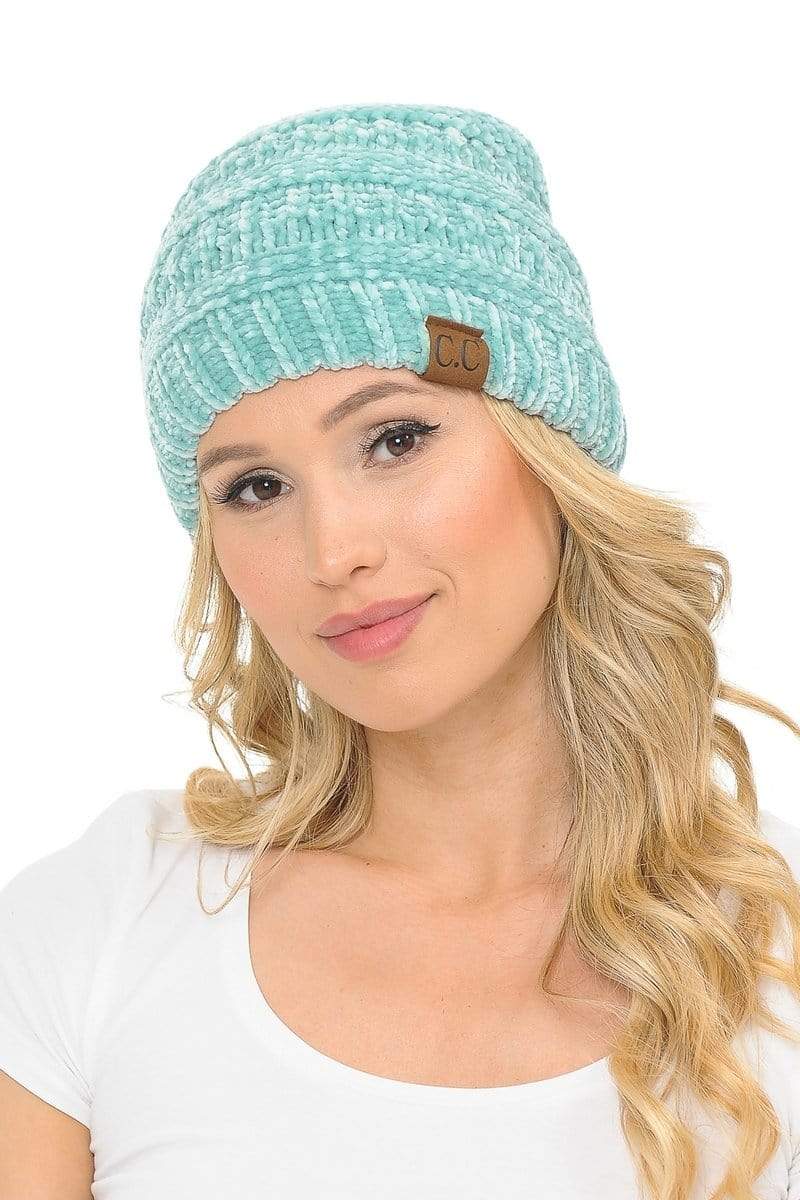 C.C Apparel C.C Hat 30 - Chenille Textured Soft Stretchy Warm Thick Cap Hat Cable Knit Beanie