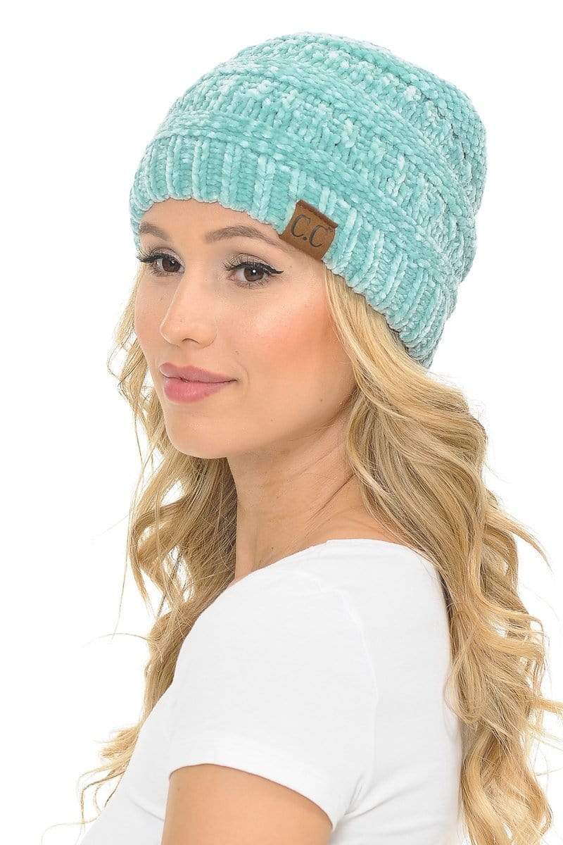 C.C Apparel C.C Hat 30 - Chenille Textured Soft Stretchy Warm Thick Cap Hat Cable Knit Beanie