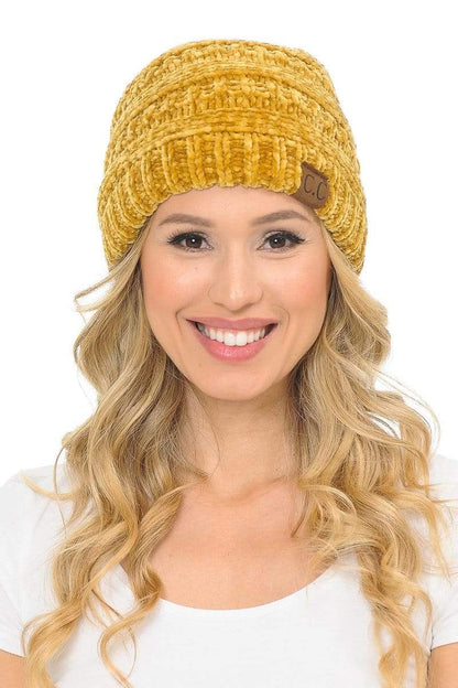 C.C Apparel C.C Hat 30 - Chenille Textured Soft Stretchy Warm Thick Cap Hat Cable Knit Beanie