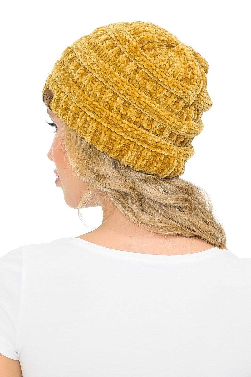 C.C Apparel C.C Hat 30 - Chenille Textured Soft Stretchy Warm Thick Cap Hat Cable Knit Beanie
