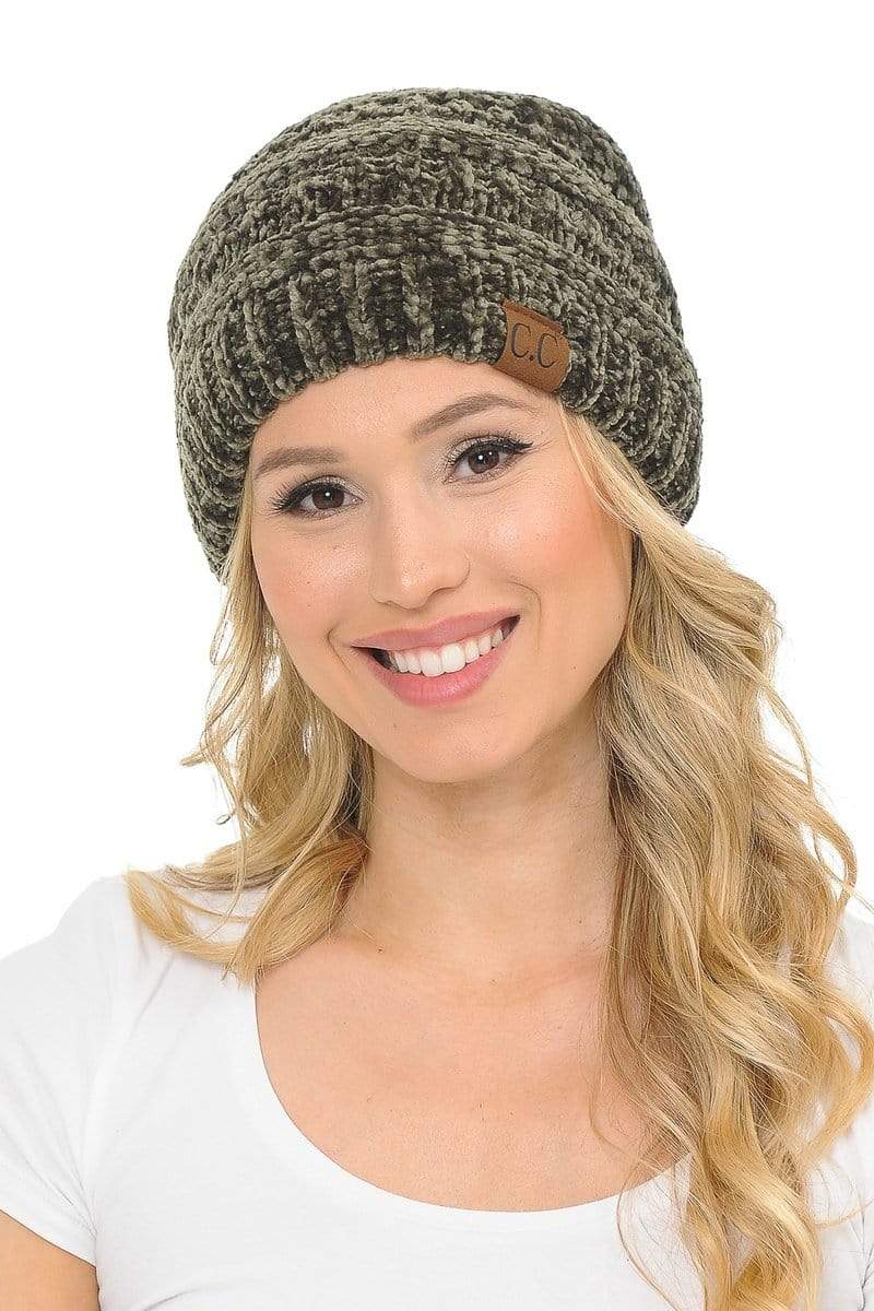 C.C Apparel C.C Hat 30 - Chenille Textured Soft Stretchy Warm Thick Cap Hat Cable Knit Beanie