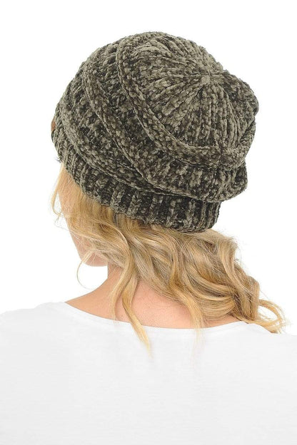 C.C Apparel C.C Hat 30 - Chenille Textured Soft Stretchy Warm Thick Cap Hat Cable Knit Beanie