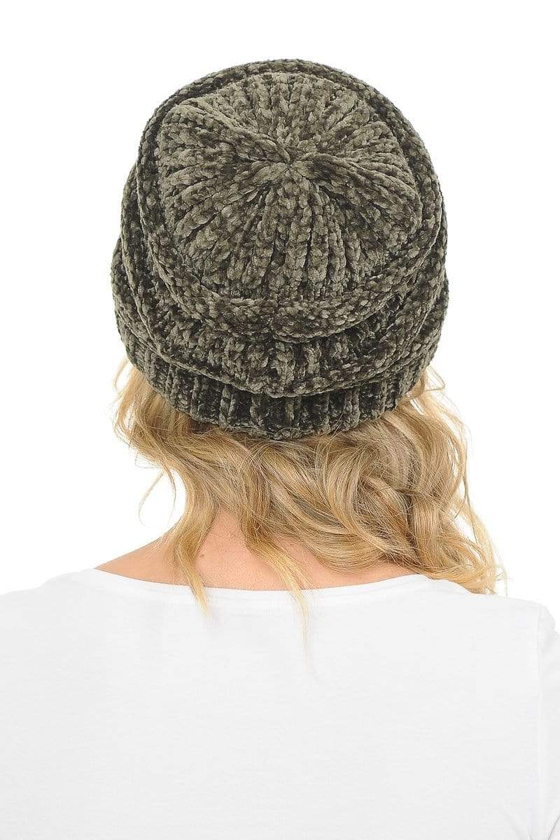 C.C Apparel C.C Hat 30 - Chenille Textured Soft Stretchy Warm Thick Cap Hat Cable Knit Beanie