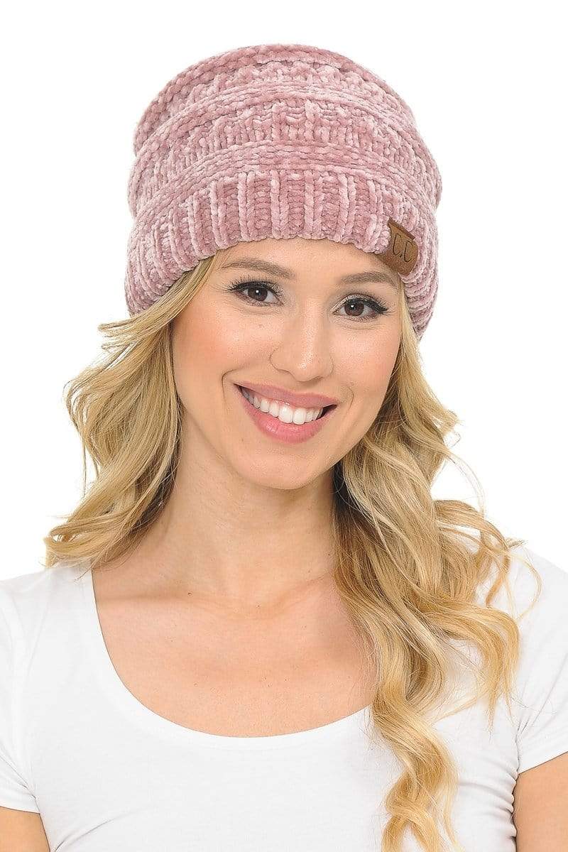 C.C Apparel C.C Hat 30 - Chenille Textured Soft Stretchy Warm Thick Cap Hat Cable Knit Beanie