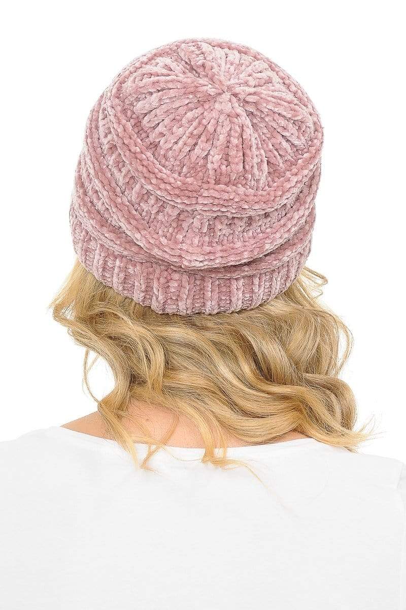 C.C Apparel C.C Hat 30 - Chenille Textured Soft Stretchy Warm Thick Cap Hat Cable Knit Beanie