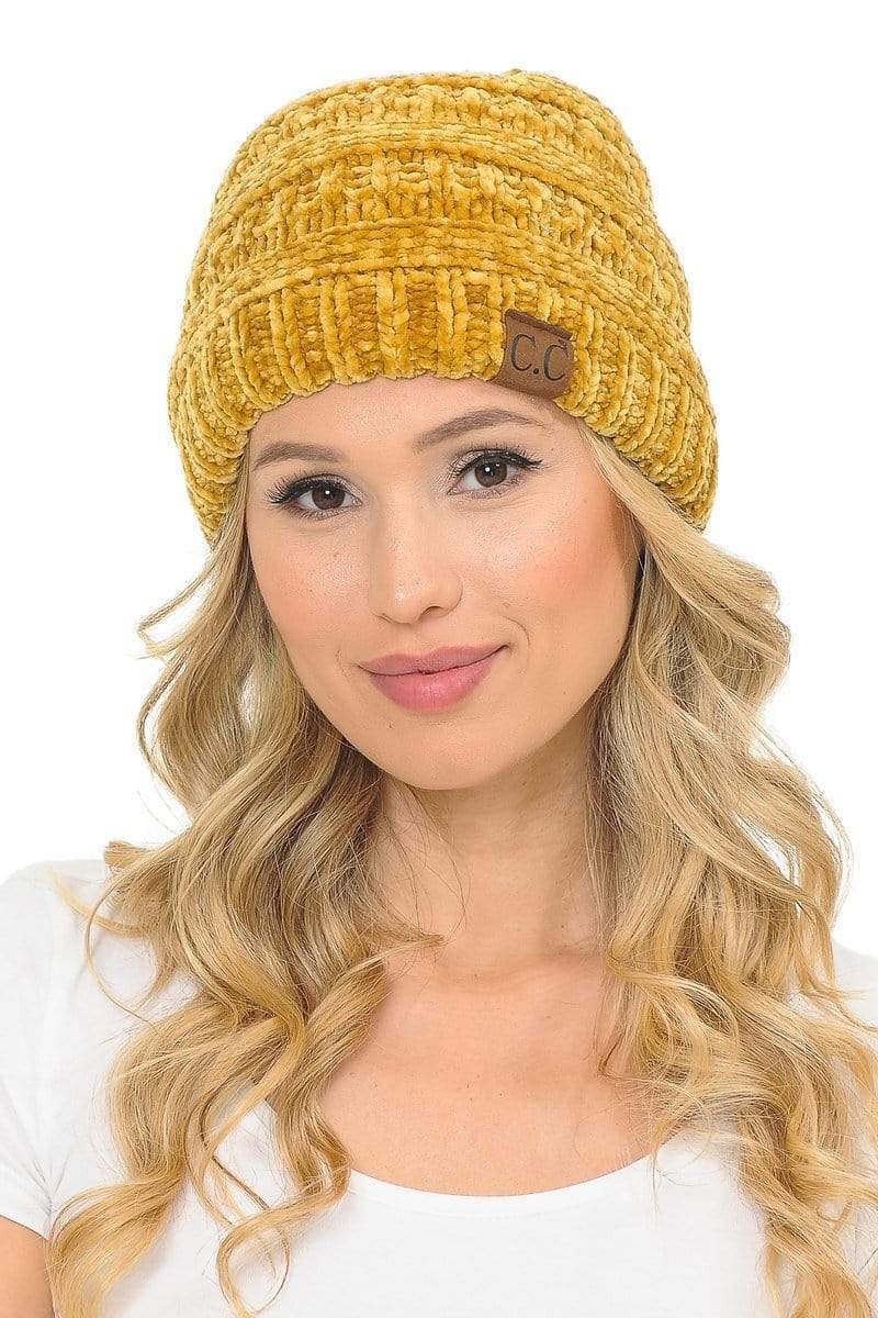 C.C Apparel C.C Hat 30 - Chenille Textured Soft Stretchy Warm Thick Cap Hat Cable Knit Beanie