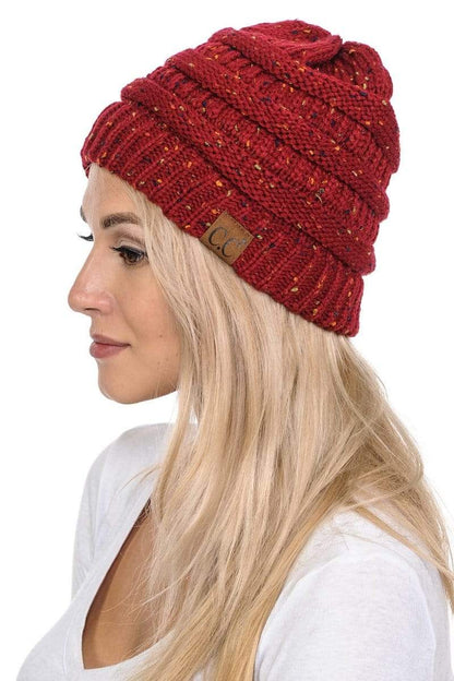 C.C Apparel C.C Hat 33 - Slouchy Thick Warm Cap Hat Skully Confetti Cable Knit Beanie