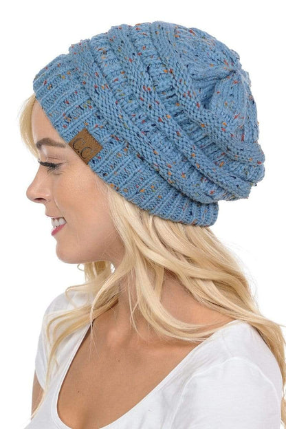 C.C Apparel C.C Hat 33 - Slouchy Thick Warm Cap Hat Skully Confetti Cable Knit Beanie