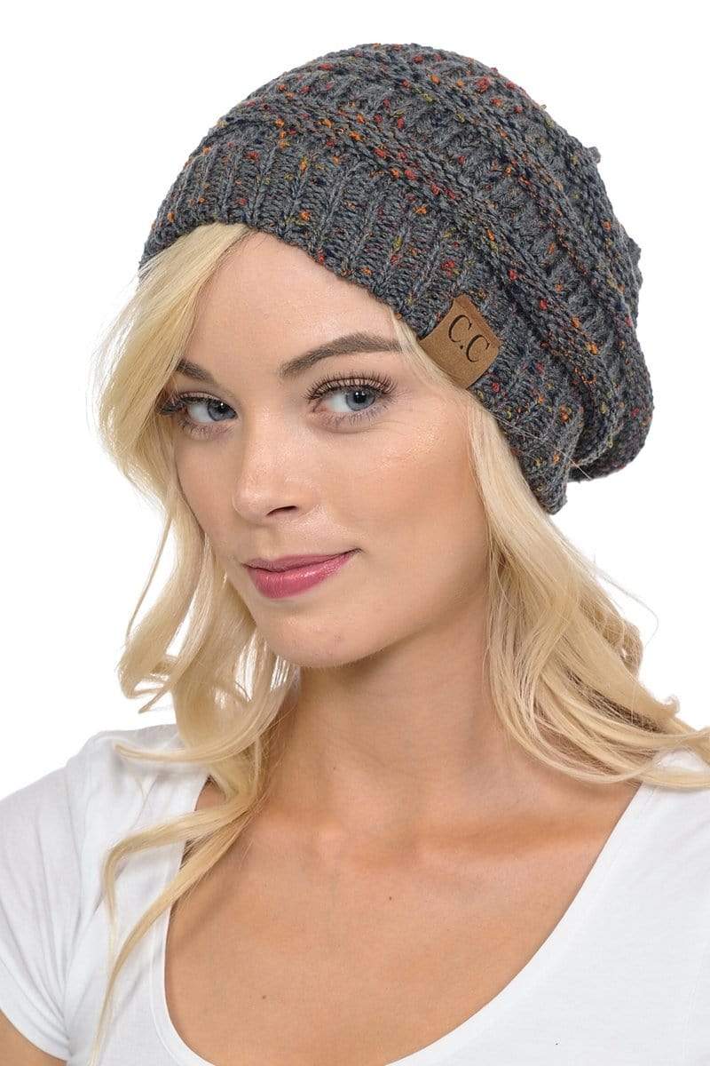 C.C Apparel C.C Hat 33 - Slouchy Thick Warm Cap Hat Skully Confetti Cable Knit Beanie