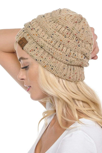 C.C Apparel C.C Hat 33 - Slouchy Thick Warm Cap Hat Skully Confetti Cable Knit Beanie