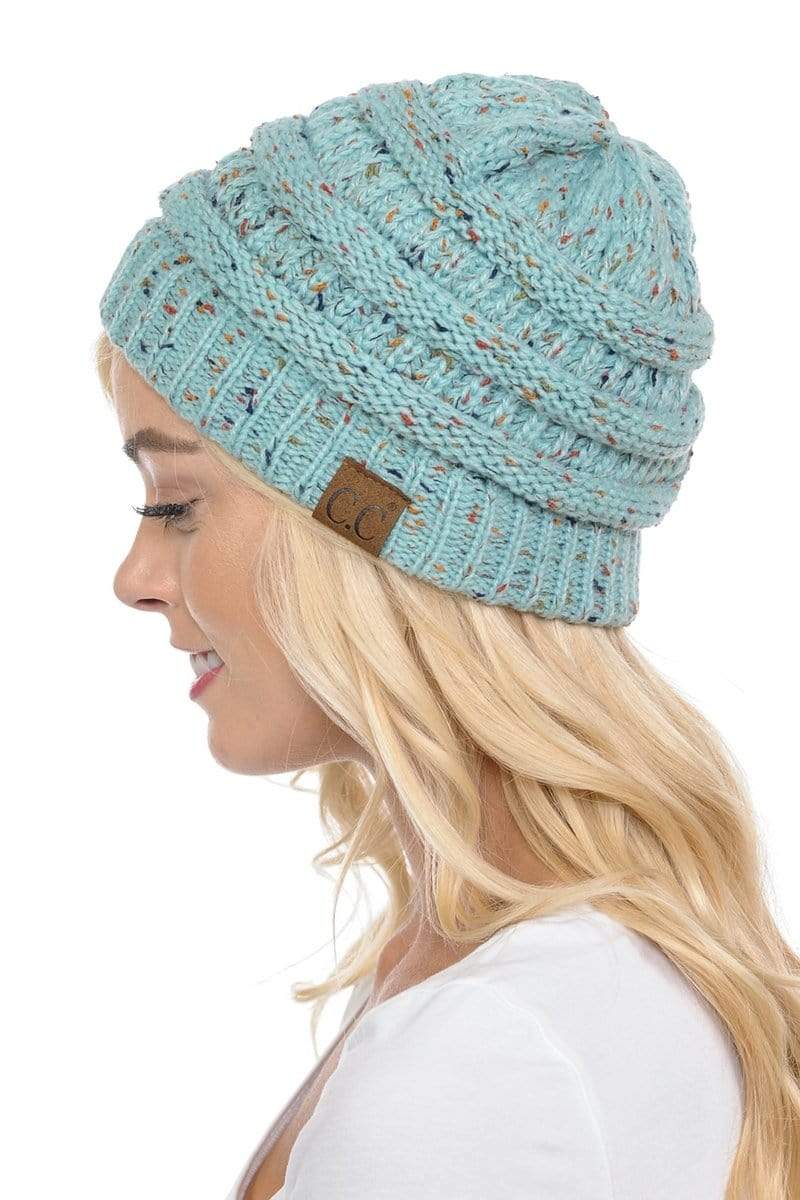 C.C Apparel C.C Hat 33 - Slouchy Thick Warm Cap Hat Skully Confetti Cable Knit Beanie
