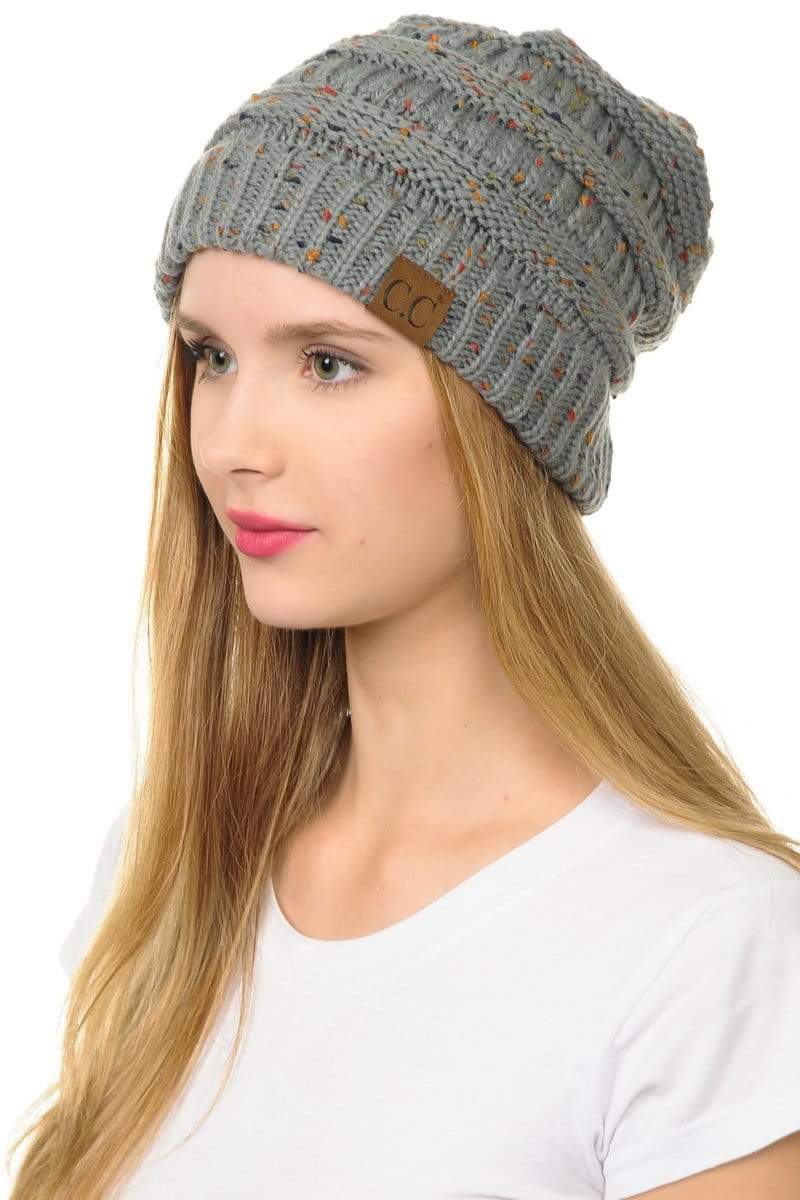 C.C Apparel C.C Hat 33 - Slouchy Thick Warm Cap Hat Skully Confetti Cable Knit Beanie