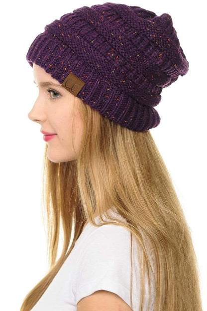 C.C Apparel C.C Hat 33 - Slouchy Thick Warm Cap Hat Skully Confetti Cable Knit Beanie