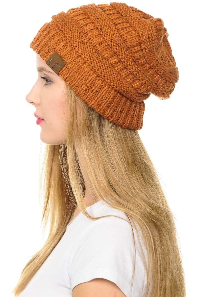 C.C Apparel Rust C.C Hat 33 - Slouchy Thick Warm Cap Hat Skully Confetti Cable Knit Beanie