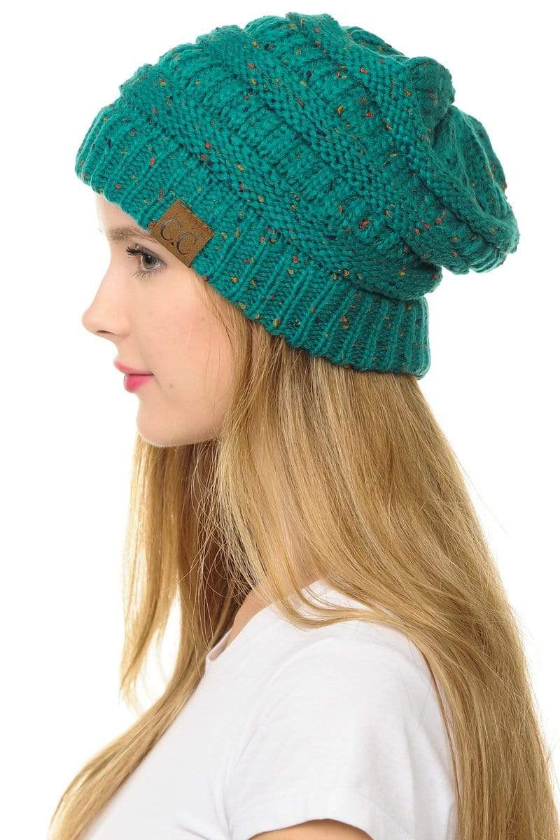 C.C Apparel Sea Green C.C Hat 33 - Slouchy Thick Warm Cap Hat Skully Confetti Cable Knit Beanie