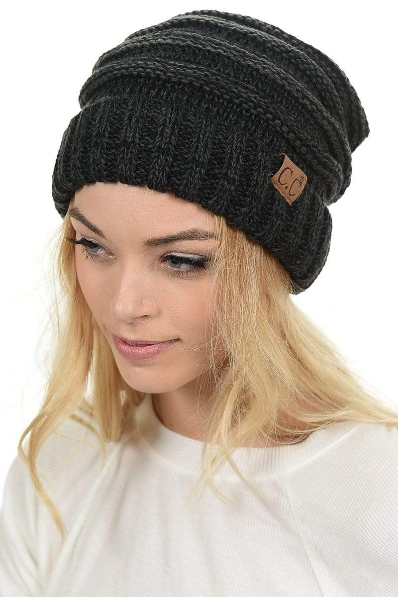 C.C Apparel C.C Hat 6242 - Oversized Baggy Slouch Thick Warm Cap Hat Skully Mixed Multi Color Cable Knit Beanie