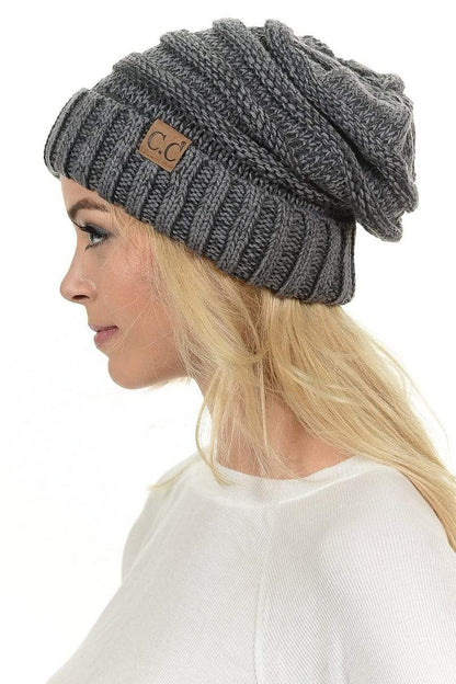 C.C Apparel C.C Hat 6242 - Oversized Baggy Slouch Thick Warm Cap Hat Skully Mixed Multi Color Cable Knit Beanie