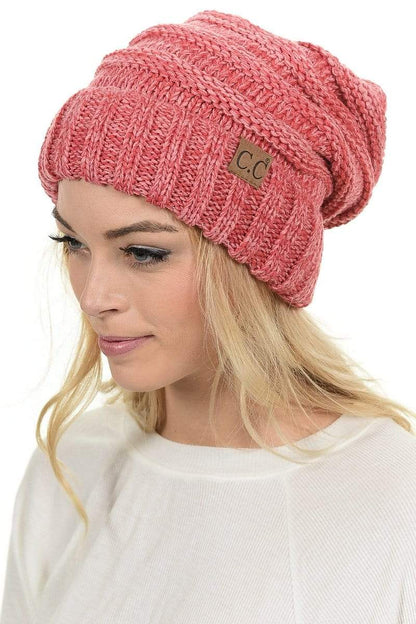 C.C Apparel C.C Hat 6242 - Oversized Baggy Slouch Thick Warm Cap Hat Skully Mixed Multi Color Cable Knit Beanie