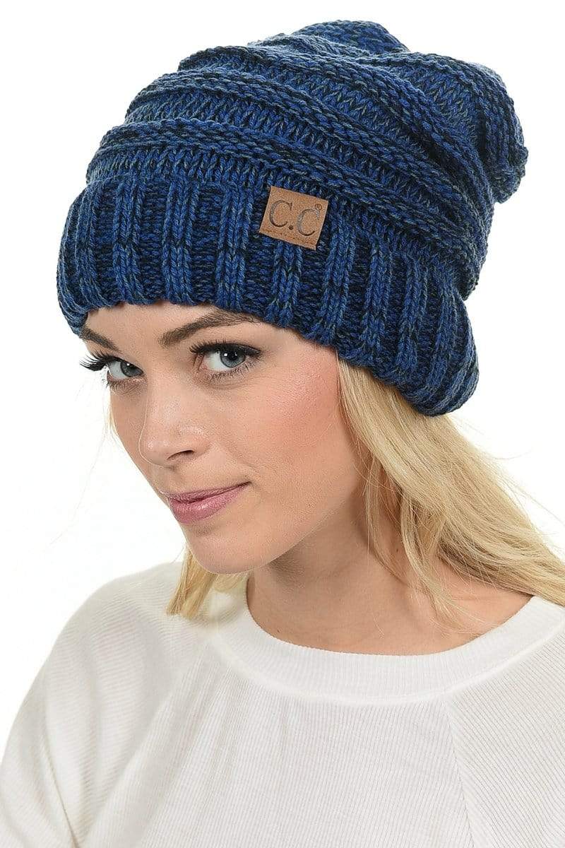 C.C Apparel C.C Hat 6242 - Oversized Baggy Slouch Thick Warm Cap Hat Skully Mixed Multi Color Cable Knit Beanie