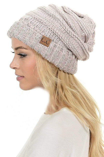 C.C Apparel Rose C.C Hat 6242 - Oversized Baggy Slouch Thick Warm Cap Hat Skully Mixed Multi Color Cable Knit Beanie