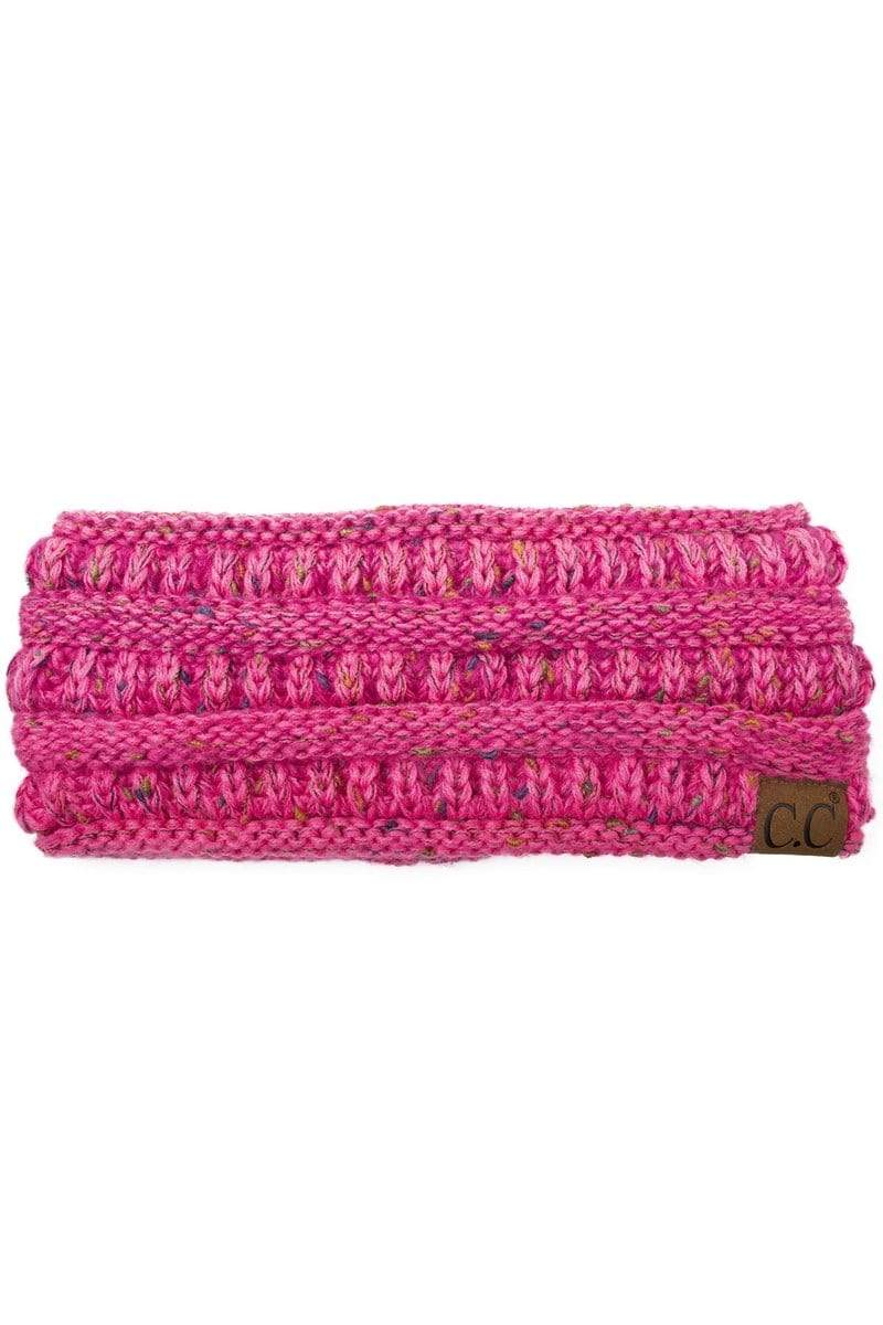 C.C Apparel Ombre Bubblegum Pink C.C Soft Stretch Winter Warm Cable Knit Fuzzy Lined Confetti Ombre Ear Warmer Headband