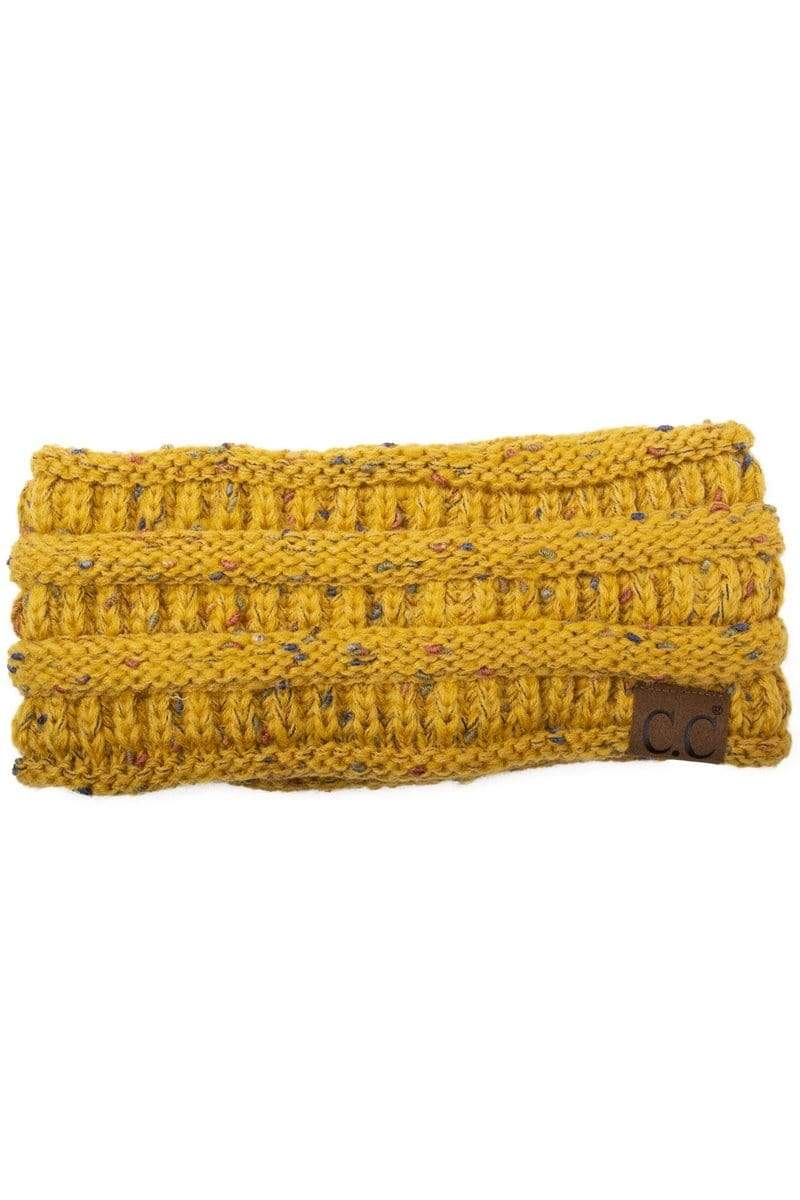 C.C Apparel Ombre Mustard C.C Soft Stretch Winter Warm Cable Knit Fuzzy Lined Confetti Ombre Ear Warmer Headband