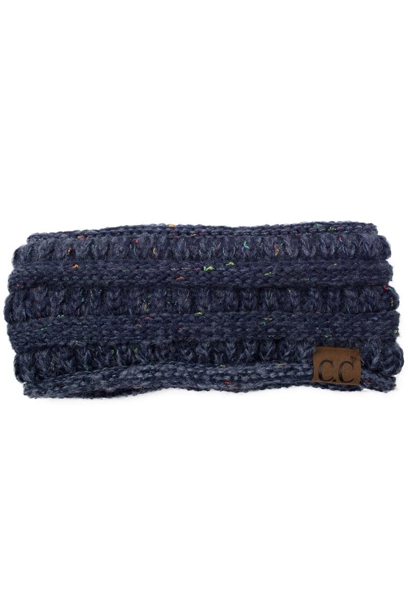 C.C Apparel Ombre Navy C.C Soft Stretch Winter Warm Cable Knit Fuzzy Lined Confetti Ombre Ear Warmer Headband