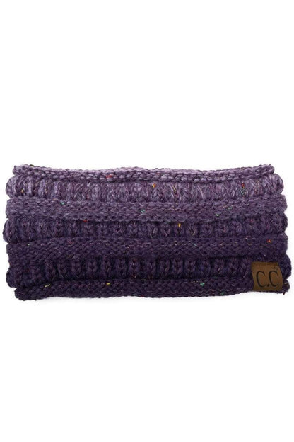 C.C Apparel Ombre Purple C.C Soft Stretch Winter Warm Cable Knit Fuzzy Lined Confetti Ombre Ear Warmer Headband