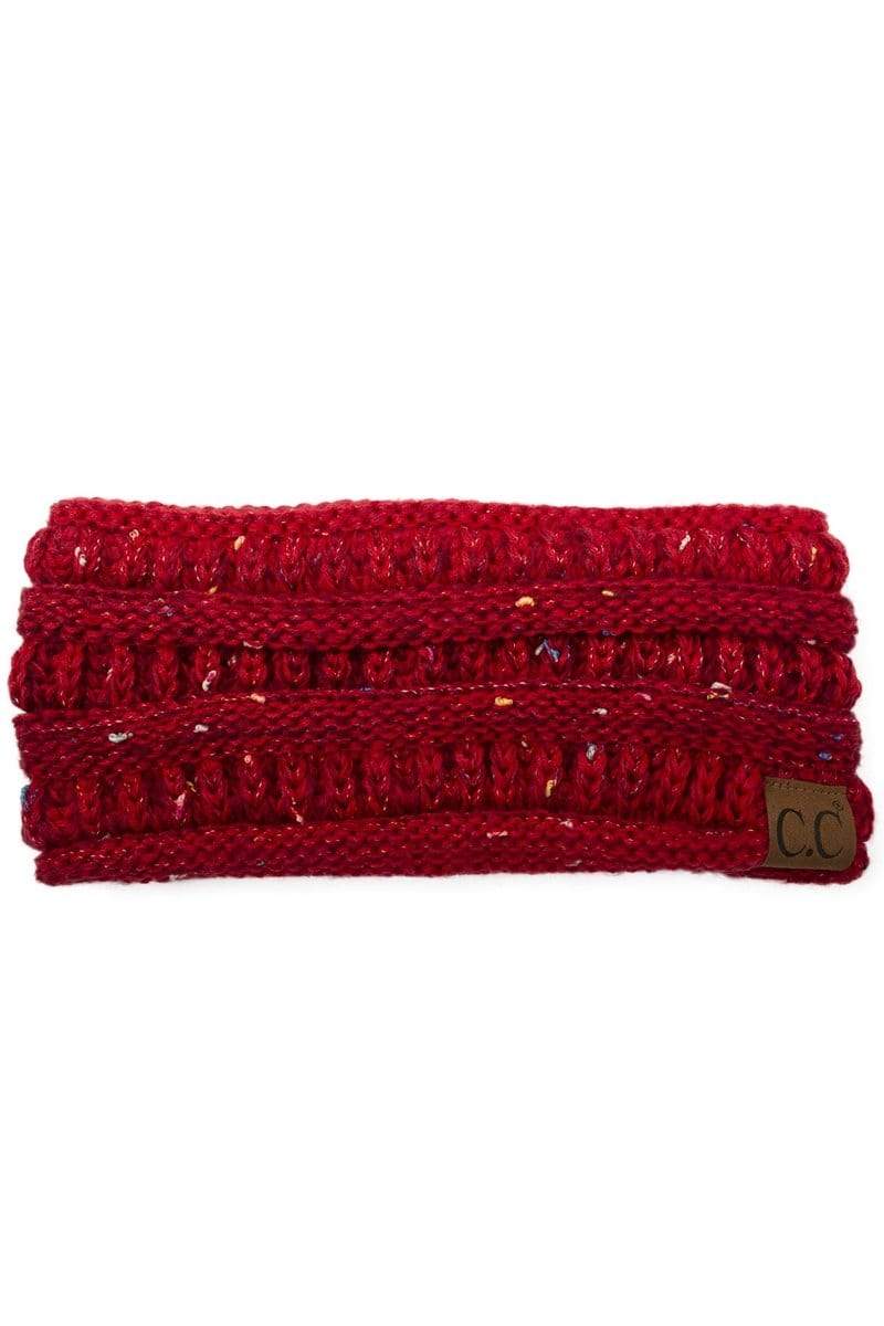 C.C Apparel Ombre Red C.C Soft Stretch Winter Warm Cable Knit Fuzzy Lined Confetti Ombre Ear Warmer Headband
