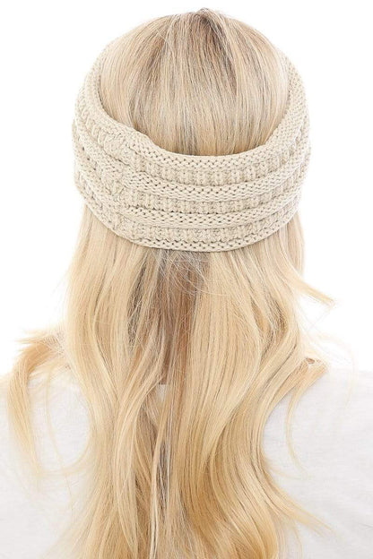 C.C Apparel C.C Soft Stretch Winter Warm Cable Knit Fuzzy Lined Ribbed Ear Warmer Headband