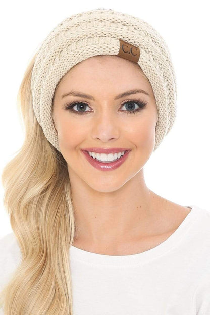 C.C Apparel C.C Soft Stretch Winter Warm Cable Knit Fuzzy Lined Ribbed Ear Warmer Headband