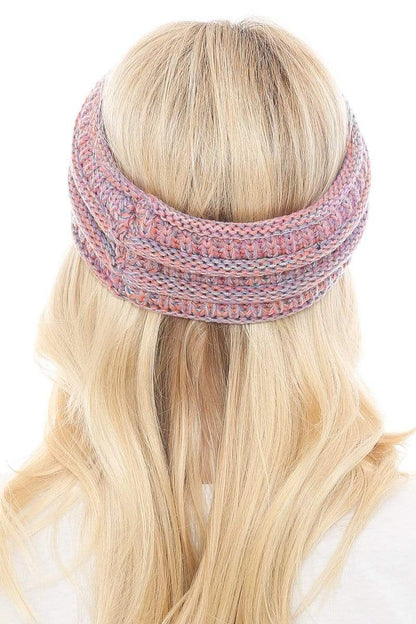 C.C Apparel C.C Soft Stretch Winter Warm Cable Knit Fuzzy Lined Ribbed Ear Warmer Headband