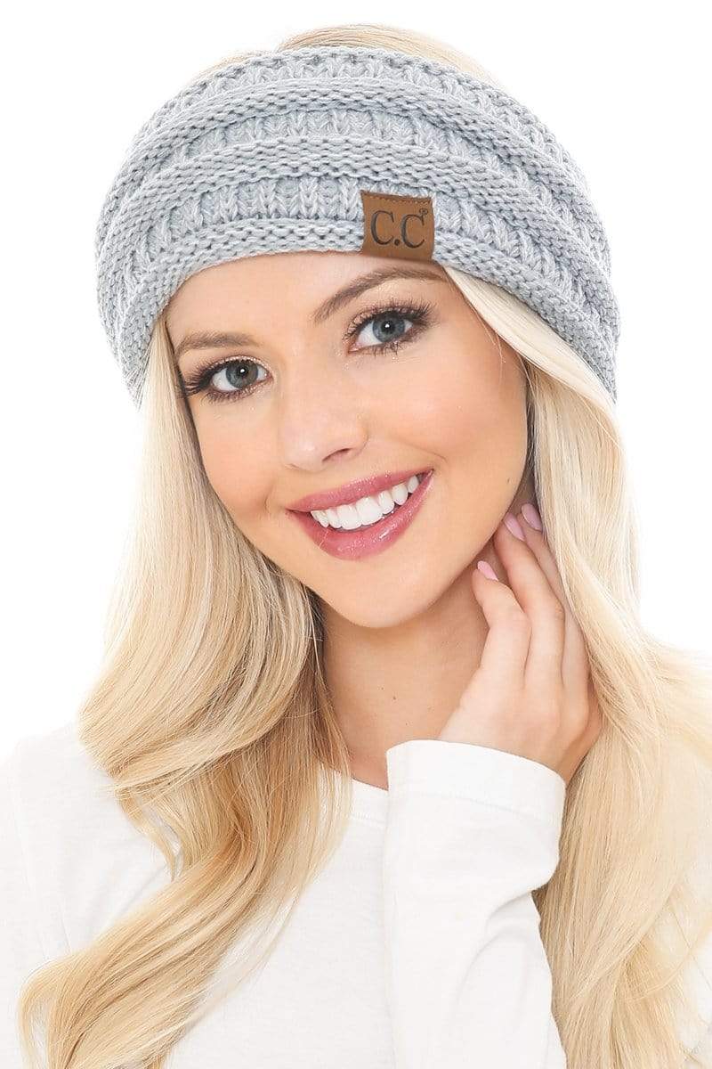 C.C Apparel C.C Soft Stretch Winter Warm Cable Knit Fuzzy Lined Ribbed Ear Warmer Headband