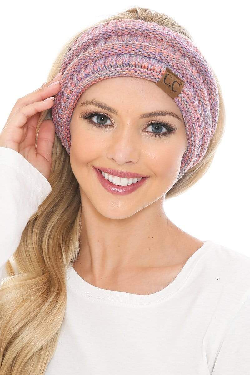 C.C Apparel C.C Soft Stretch Winter Warm Cable Knit Fuzzy Lined Ribbed Ear Warmer Headband