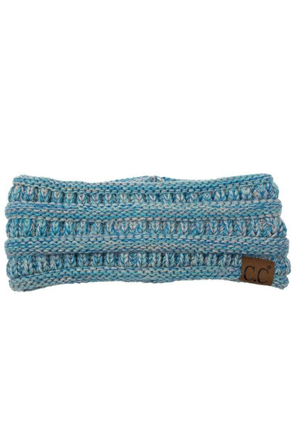 C.C Apparel 3 Tone Sky Blue C.C Soft Stretch Winter Warm Cable Knit Fuzzy Lined Ribbed Ear Warmer Headband