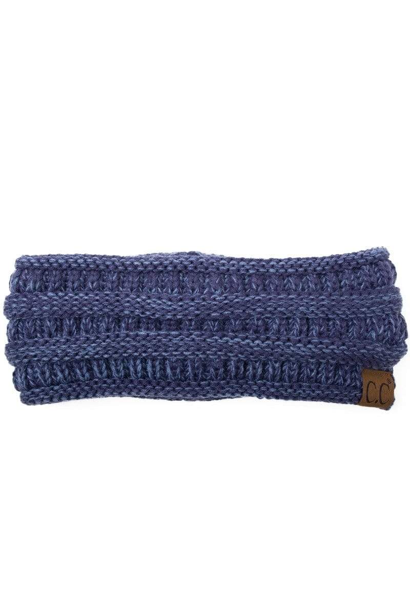 C.C Apparel Blue/Denim C.C Soft Stretch Winter Warm Cable Knit Fuzzy Lined Ribbed Ear Warmer Headband