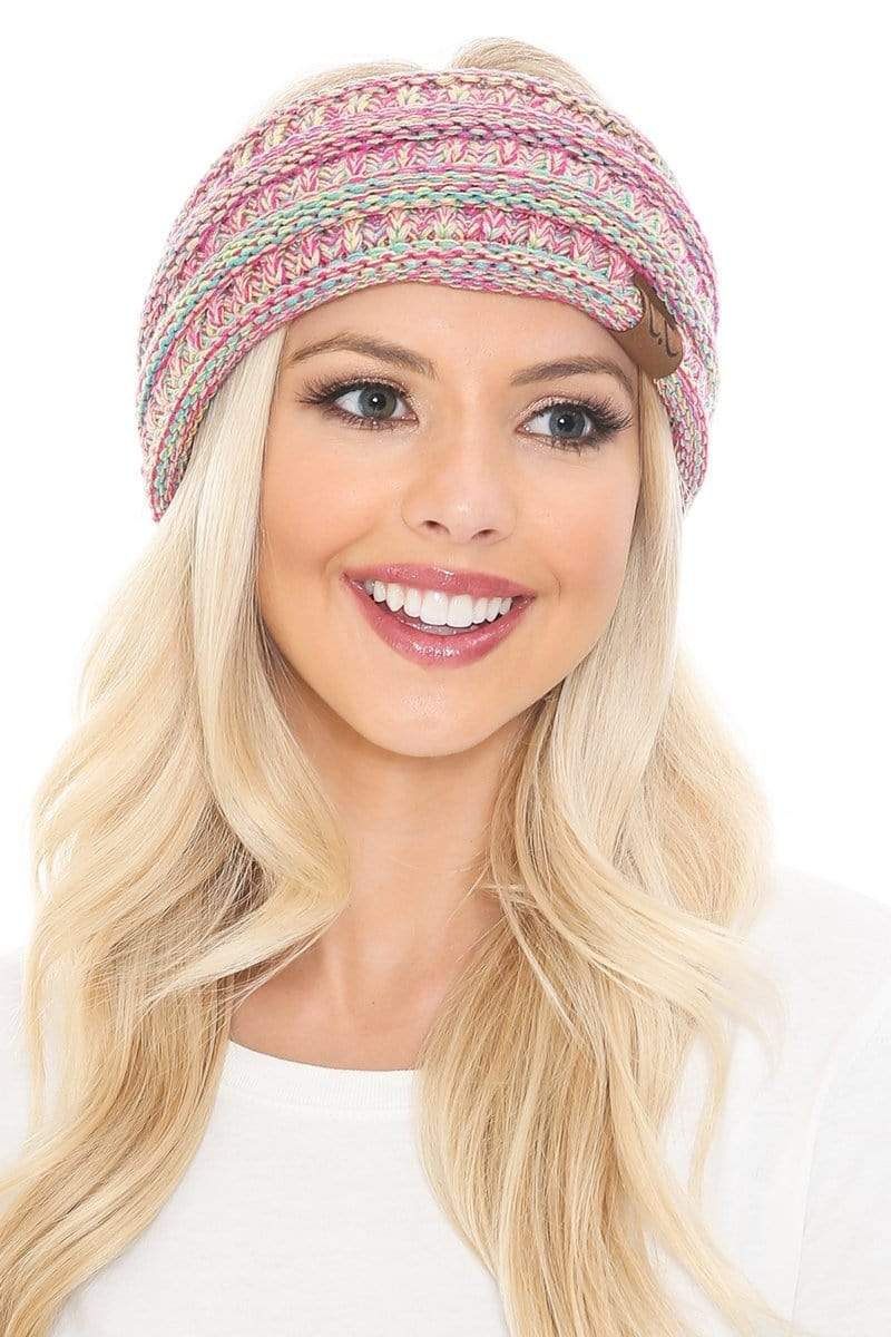 C.C Apparel Bright Mix C.C Soft Stretch Winter Warm Cable Knit Fuzzy Lined Ribbed Ear Warmer Headband