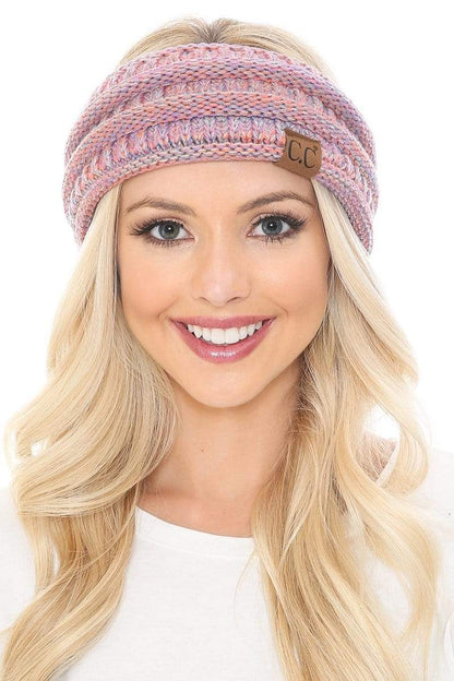 C.C Apparel Sunset Mix C.C Soft Stretch Winter Warm Cable Knit Fuzzy Lined Ribbed Ear Warmer Headband
