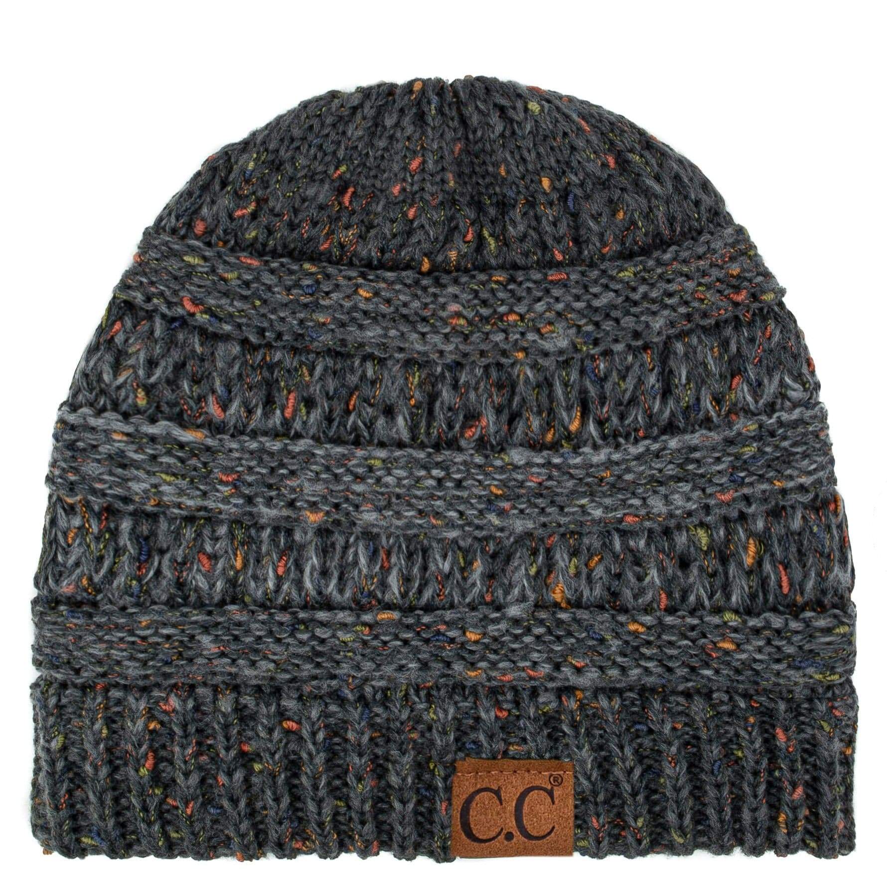 C.C Apparel Ombre Dk Melange Grey C.C Trendy Warm Chunky Soft Stretch Ombre Cable Knit Beanie Skully