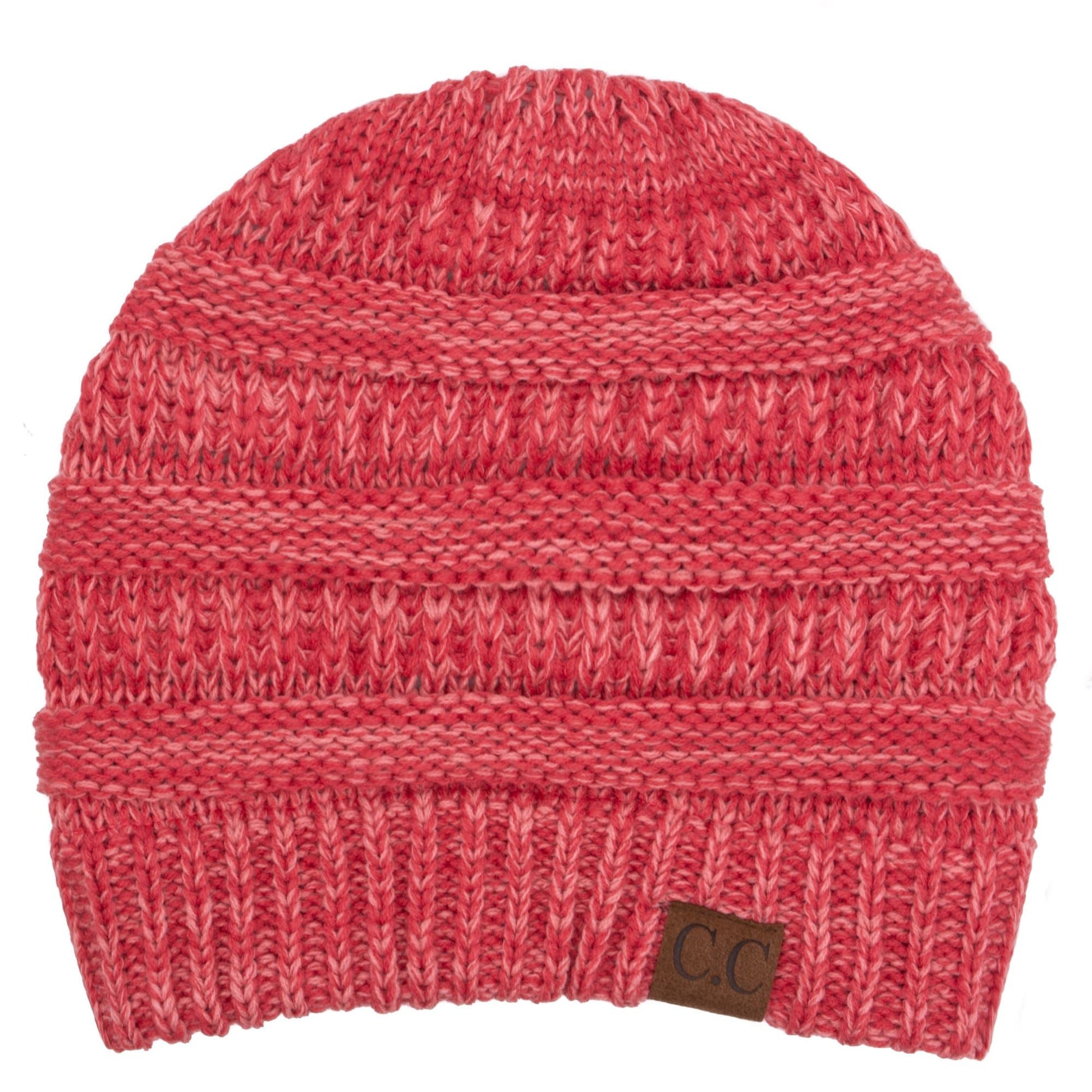 C.C Apparel Two Tone Coral C.C Trendy Warm Chunky Soft Stretch Two-Toned Cable Knit Beanie Skully