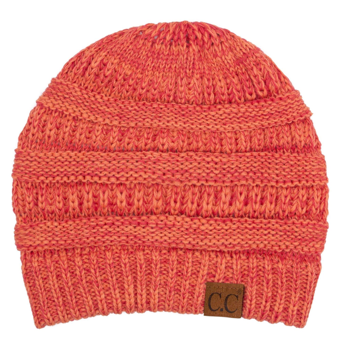 C.C Apparel Two Tone Peach C.C Trendy Warm Chunky Soft Stretch Two-Toned Cable Knit Beanie Skully