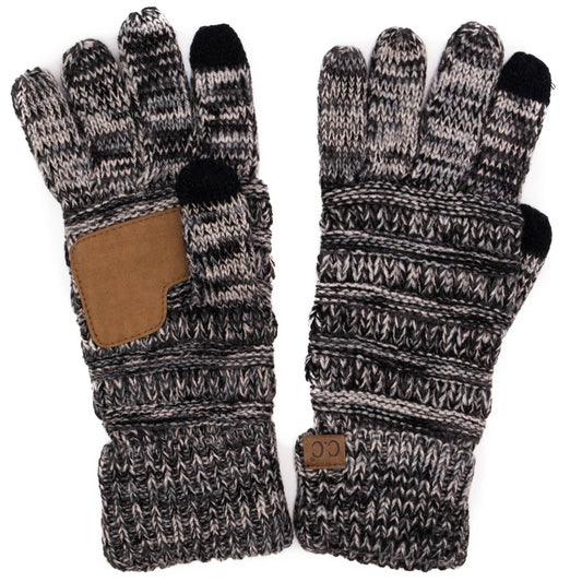 C.C Apparel C.C Unisex Cable Knit Winter Warm Anti-Slip Three-Toned Touchscreen Texting Gloves