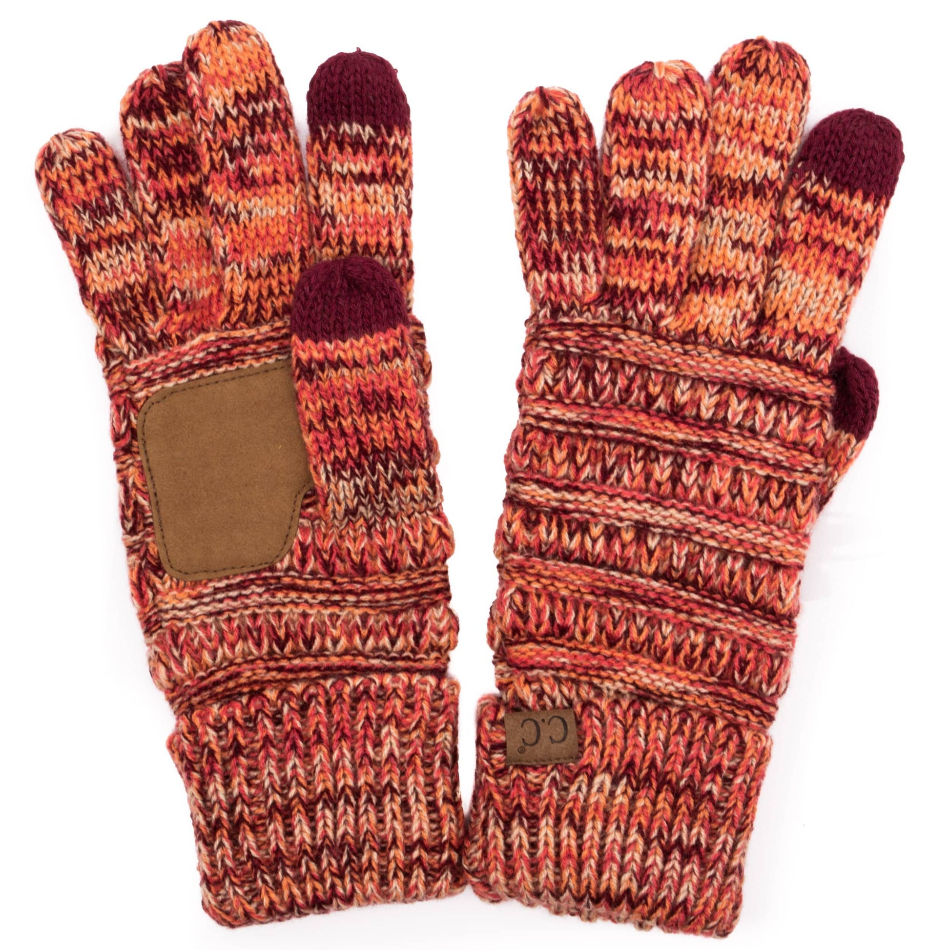 C.C Apparel C.C Unisex Cable Knit Winter Warm Anti-Slip Three-Toned Touchscreen Texting Gloves