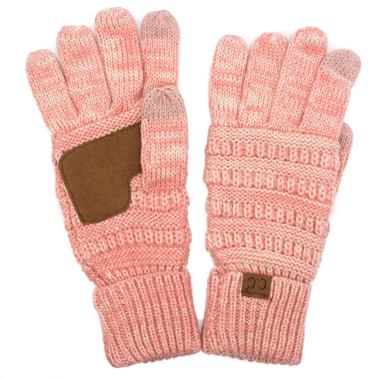 C.C Apparel C.C Unisex Cable Knit Winter Warm Anti-Slip Two-Toned Touchscreen Texting Gloves