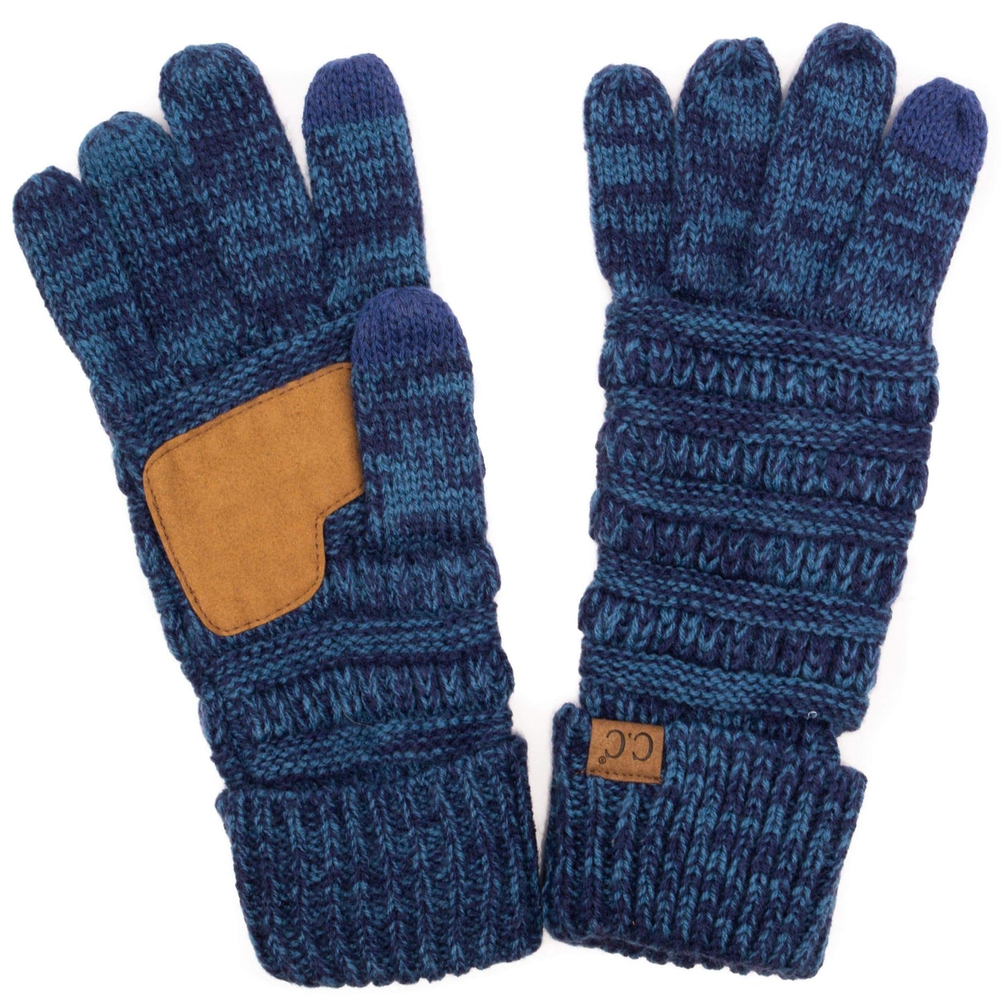 C.C Apparel Blue/Denim C.C Unisex Cable Knit Winter Warm Anti-Slip Two-Toned Touchscreen Texting Gloves