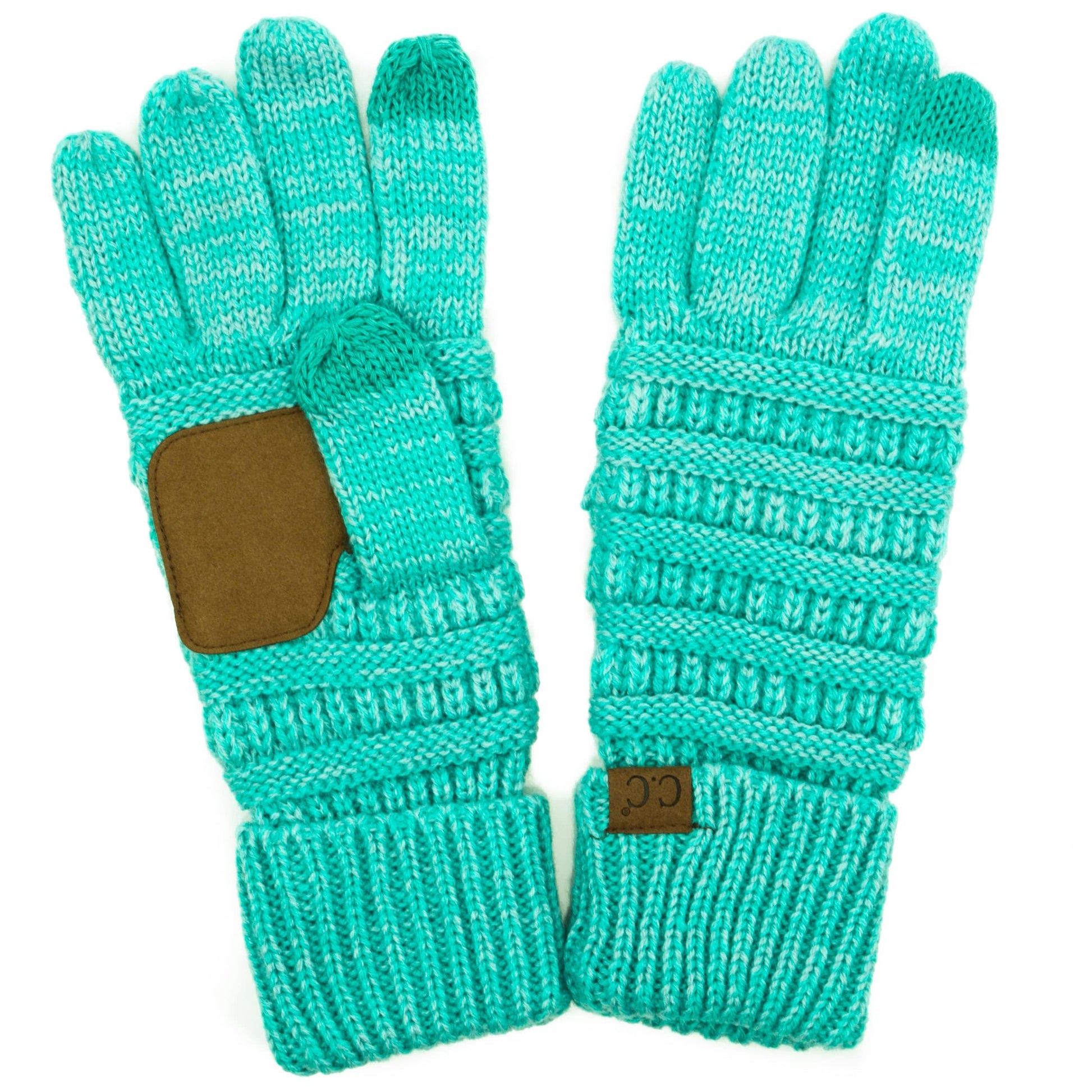 C.C Apparel Two Tone Aqua C.C Unisex Cable Knit Winter Warm Anti-Slip Two-Toned Touchscreen Texting Gloves