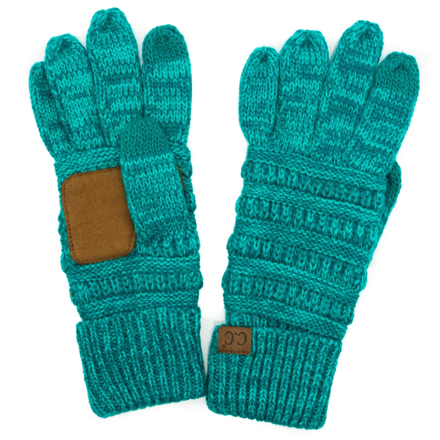 C.C Apparel Two Tone Mint C.C Unisex Cable Knit Winter Warm Anti-Slip Two-Toned Touchscreen Texting Gloves