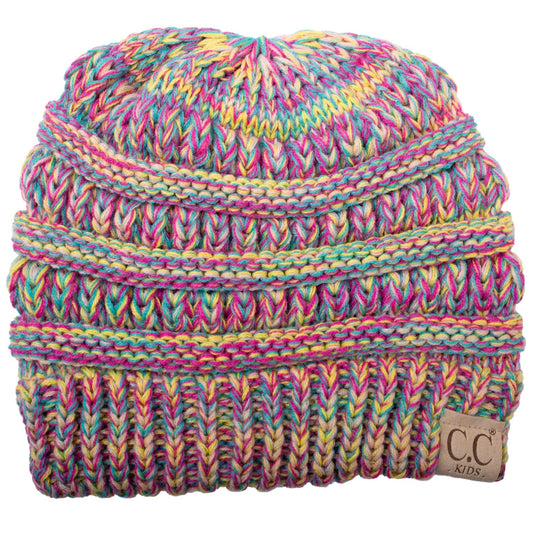 C.C Apparel #11 C.C YJ816KIDS - Kids' Cute Warm and Comfy Children's Knit Ski Three Tone Beanie Hat
