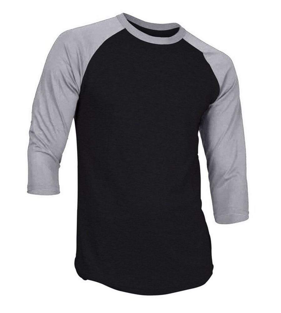 Dream USA Apparel O. Black & Heather Gray / Small Dream USA Men's Casual 3/4 Sleeve Baseball Tshirt Raglan Jersey Shirt