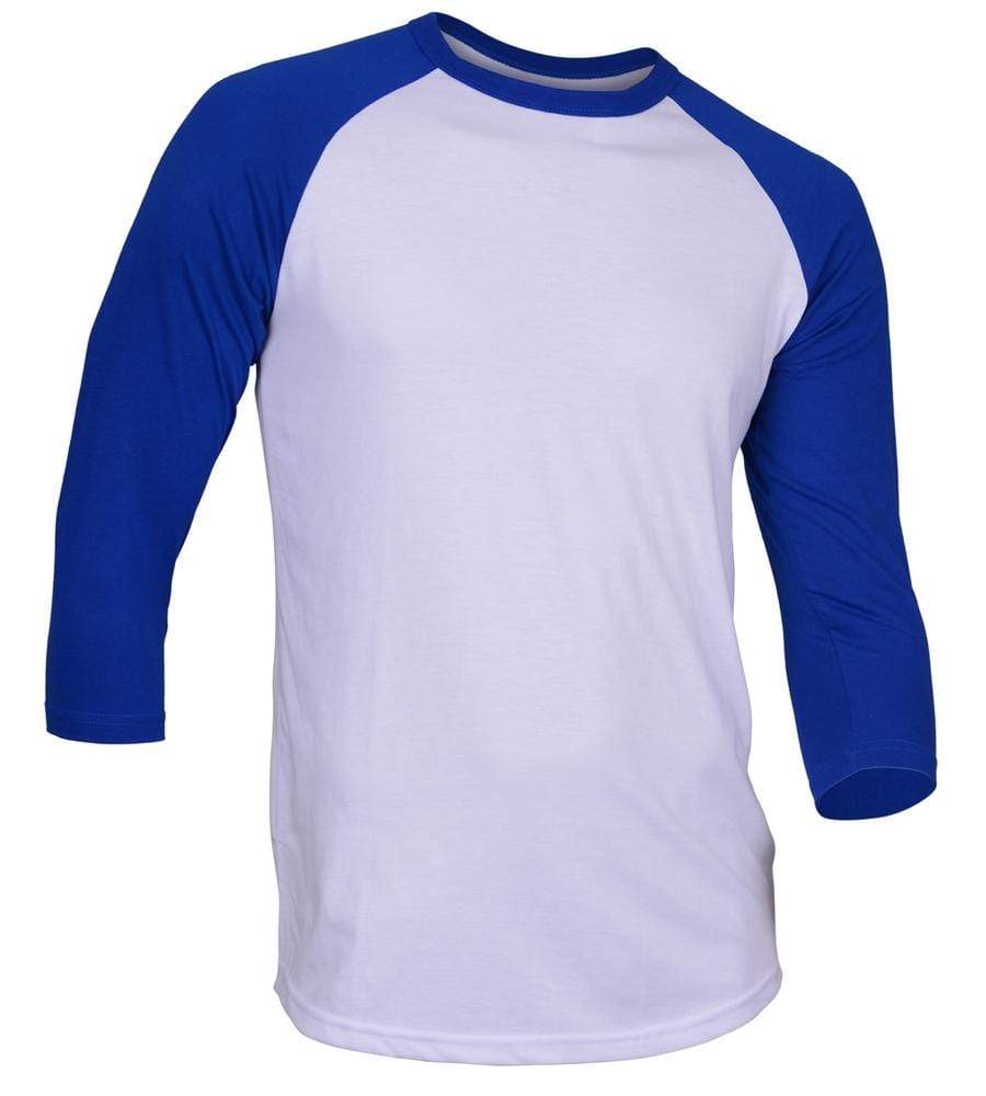 Dream USA Apparel E. White & Blue / 3XL Dream USA Men's Casual 3/4 Sleeve Baseball Tshirt Raglan Jersey Shirt Plus Size